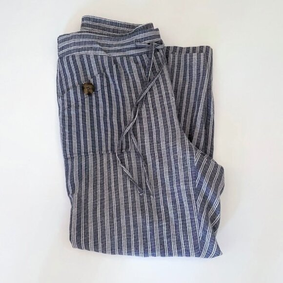 Striped drawstring capri pants - Picture 1 of 8